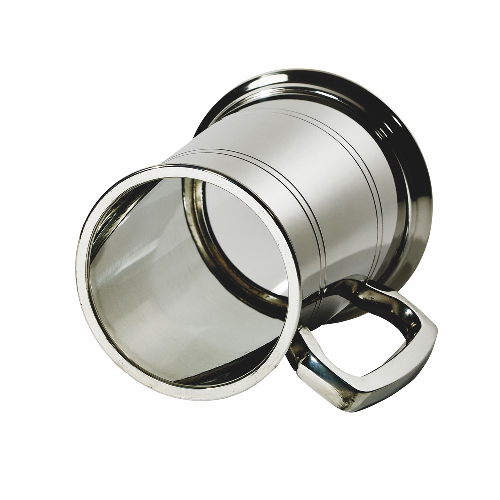 Double Lined Glass Base One Pint Pewter Tankard