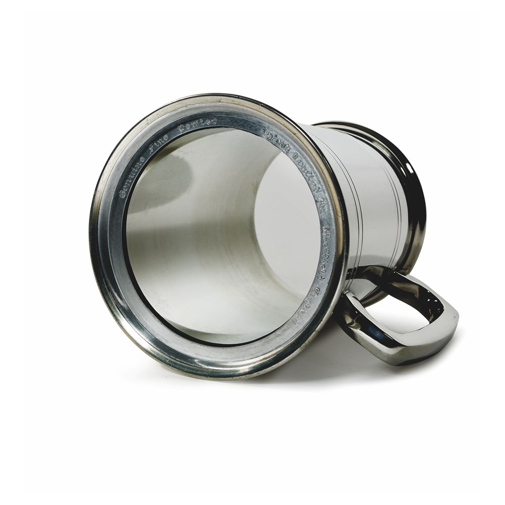 Double Lined Glass Base One Pint Heavy Pewter Tankard