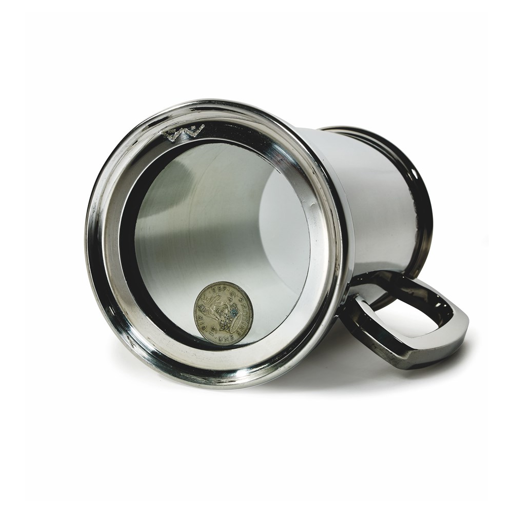 Shilling One Pint Pewter Tankard Glass Base