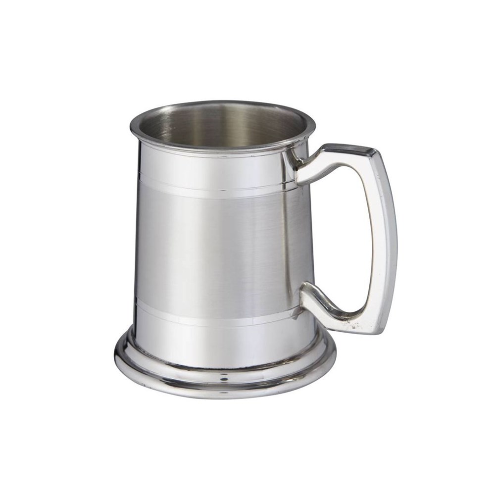 Half Pint Standard Double Lined Part Satin Pewter Tankard