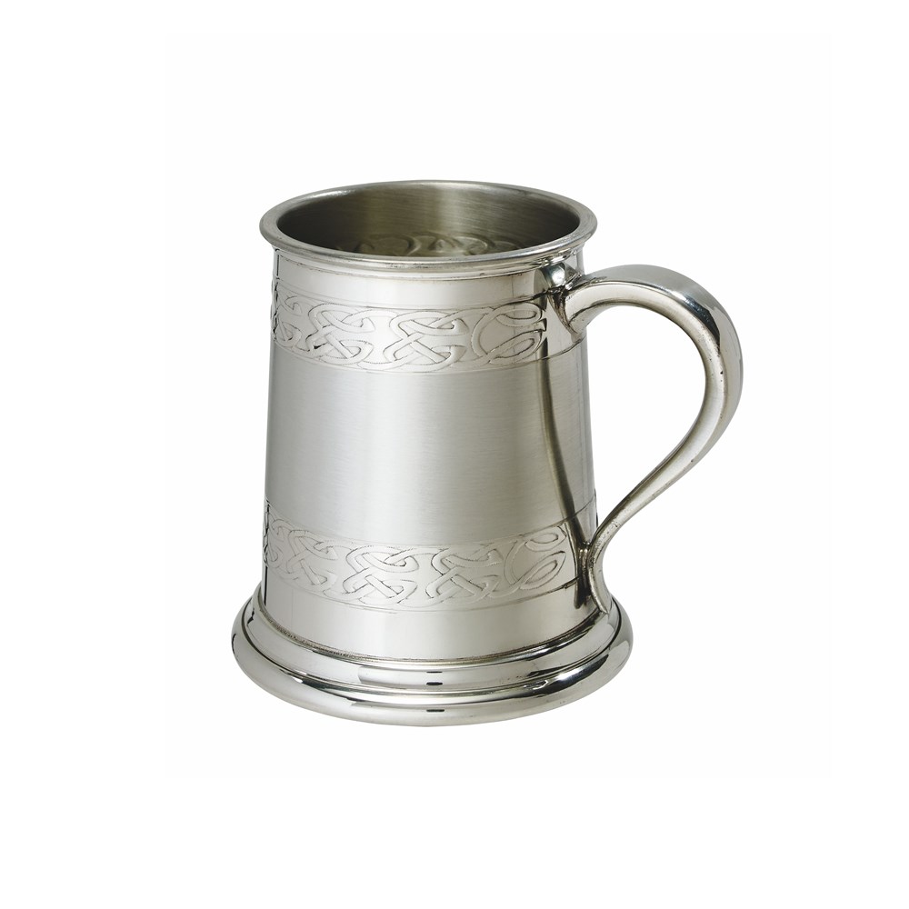 Half Pint Embossed Celtic Band Pewter Tankard