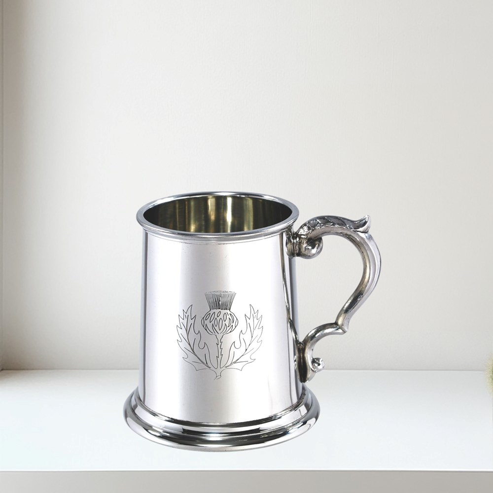 Half Pint Thistle Pewter Tankard