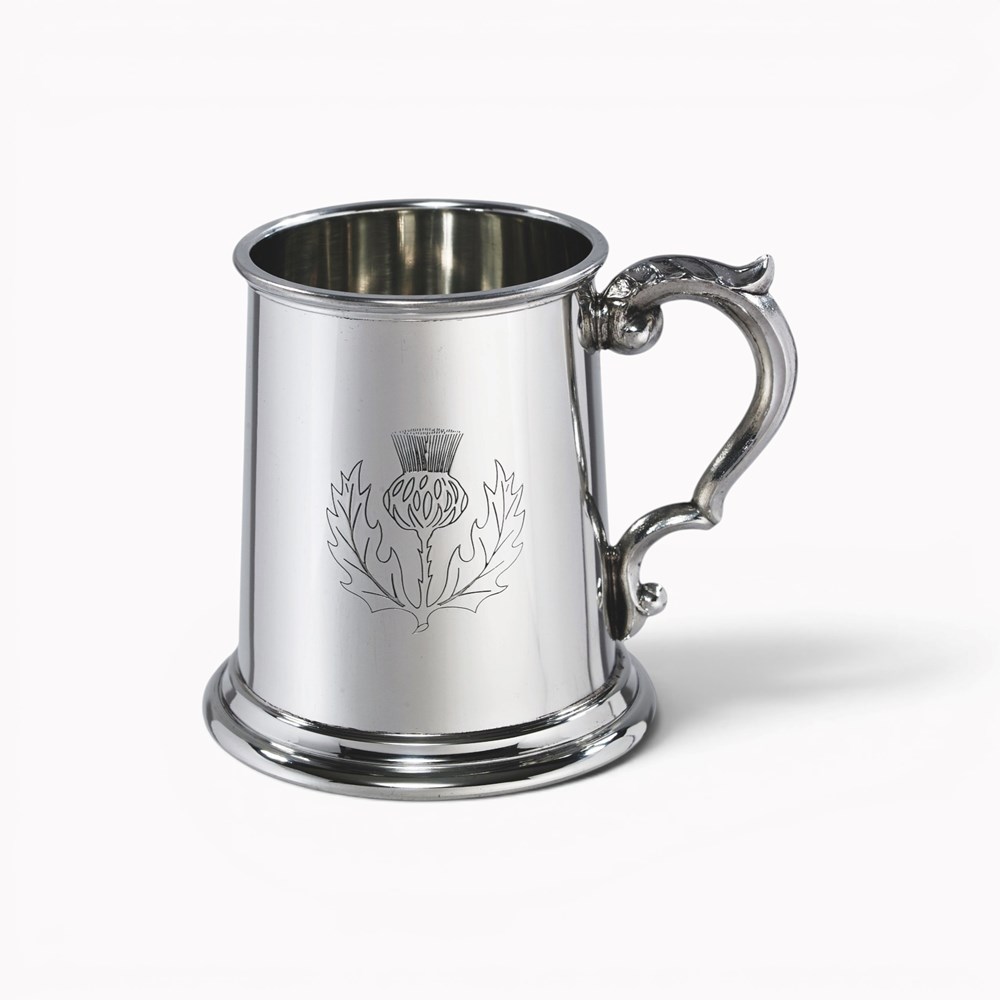 Thistle Stamp Half Pint Pewter Tankard