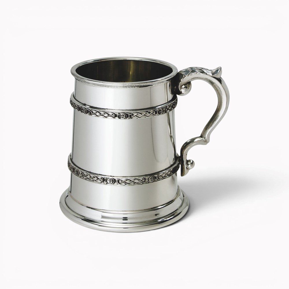 Double Celtic Band Half Pint Pewter Tankard Double Celtic Band Half Pint Pewter Tankard