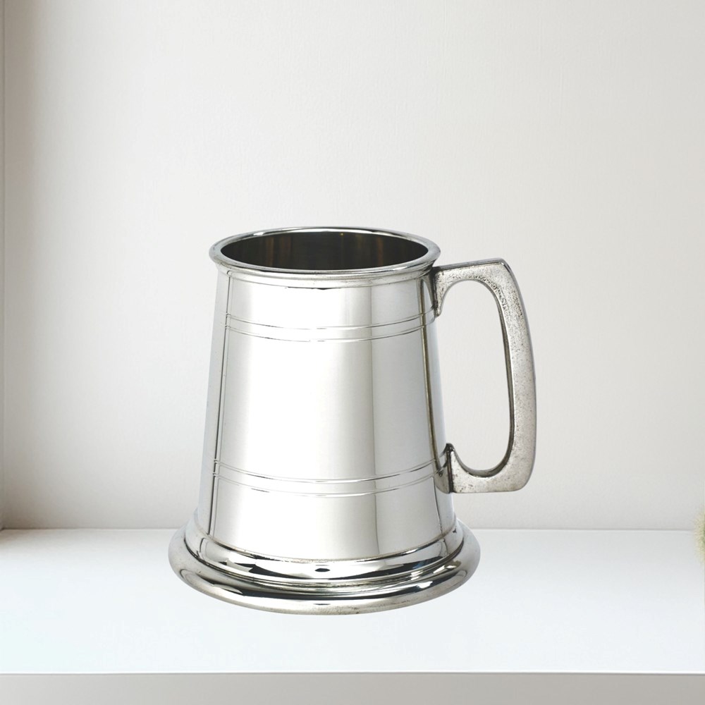 Lined Square Handle Baby Pewter Quarter Pint Mug