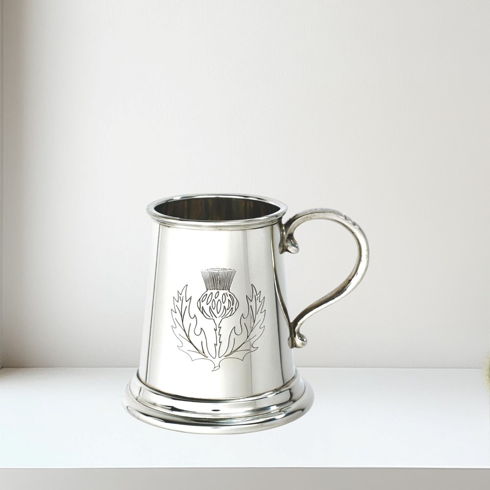 Thistle Stamp Quarter Pint Pewter Baby Mug Thistle Stamp Quarter Pint Pewter Baby Mug