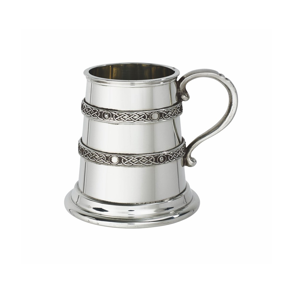 Quarter Pint Double Celtic Bands Pewter Baby Mug