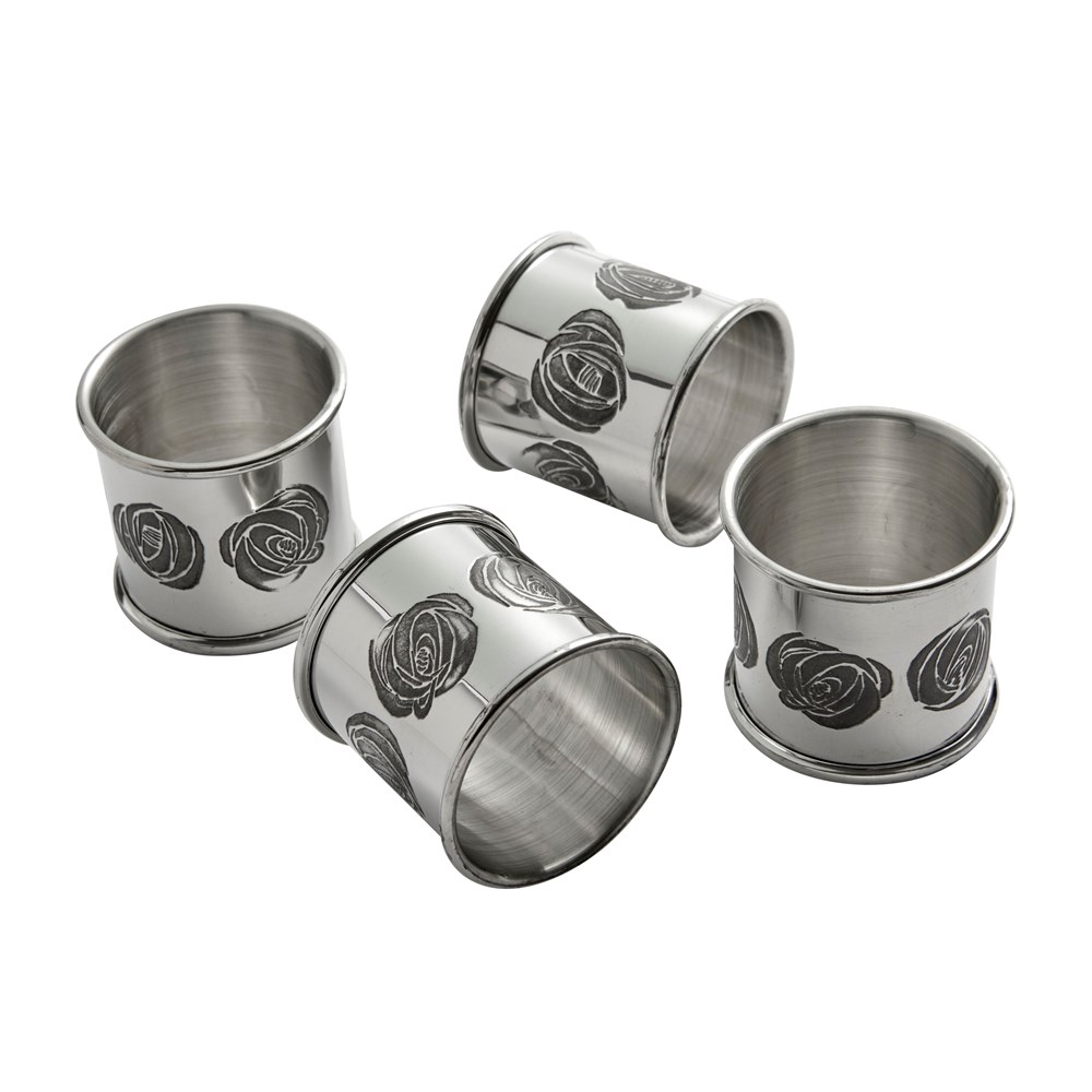Set Of Four Charles Rennie Mackintosh Pewter Napkin Rings