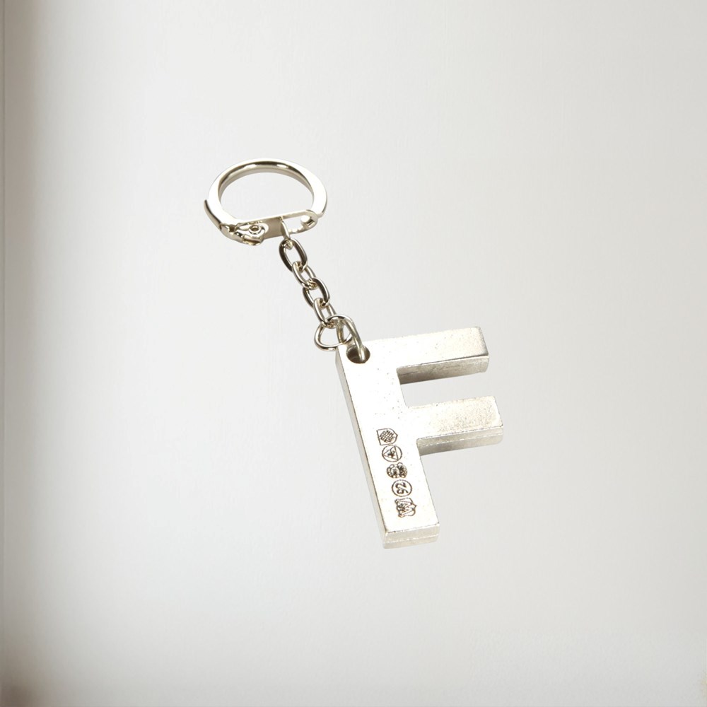 Initial F Touchmarked Pewter Keyring KEYRING-F