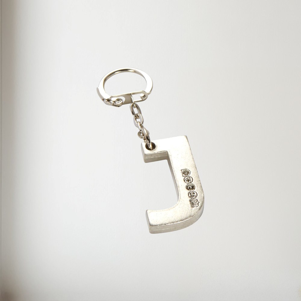 Initial J Touchmarked Pewter Keyring KEYRING-J