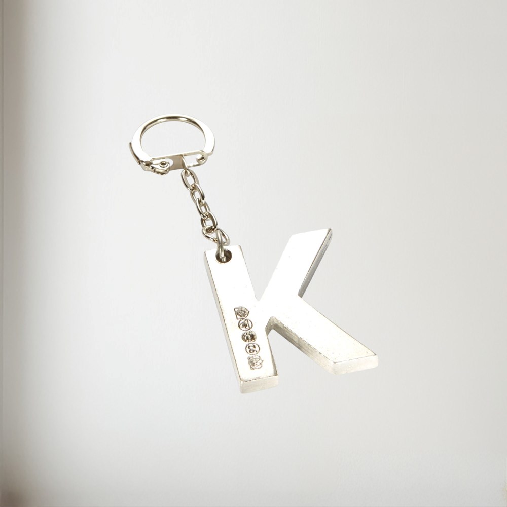 Initial K Touchmarked Pewter Keyring KEYRING-K