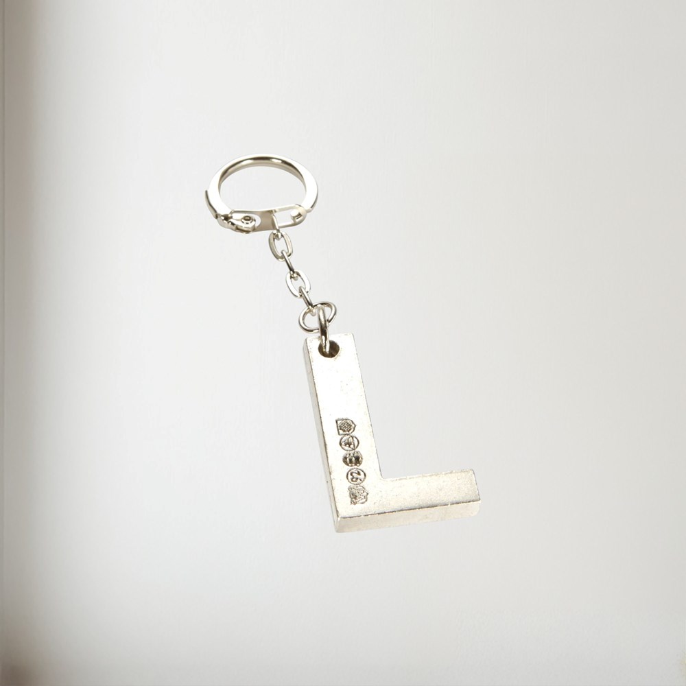Initial L Touchmarked Pewter Keyring KEYRING-L