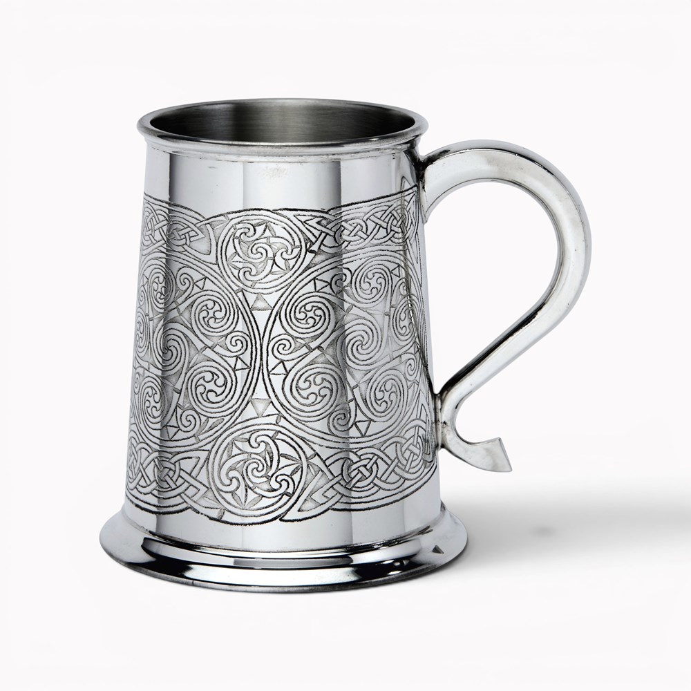 Celtic Spirals One Pint Pewter Tankard Celtic Spirals One Pint Pewter Tankard