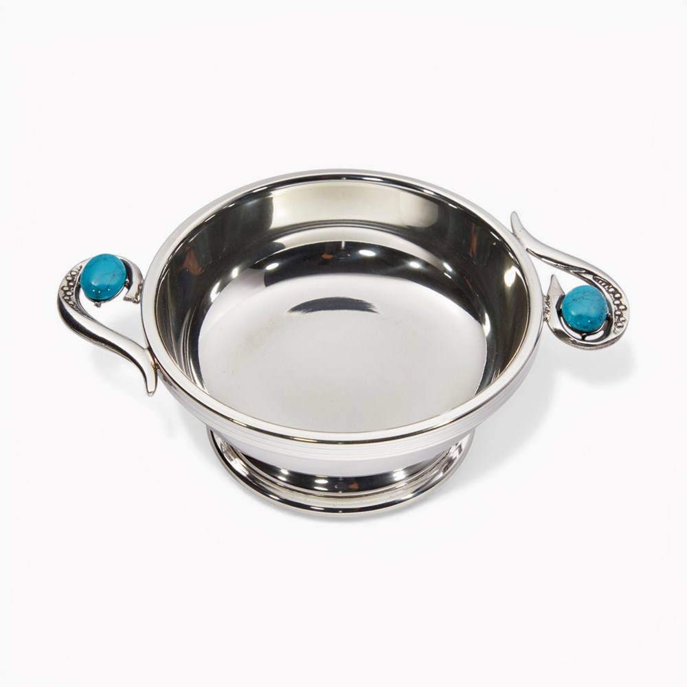 Torridon Turquoise Handle Pewter Quaich Torridon Turquoise Handle Pewter Quaich