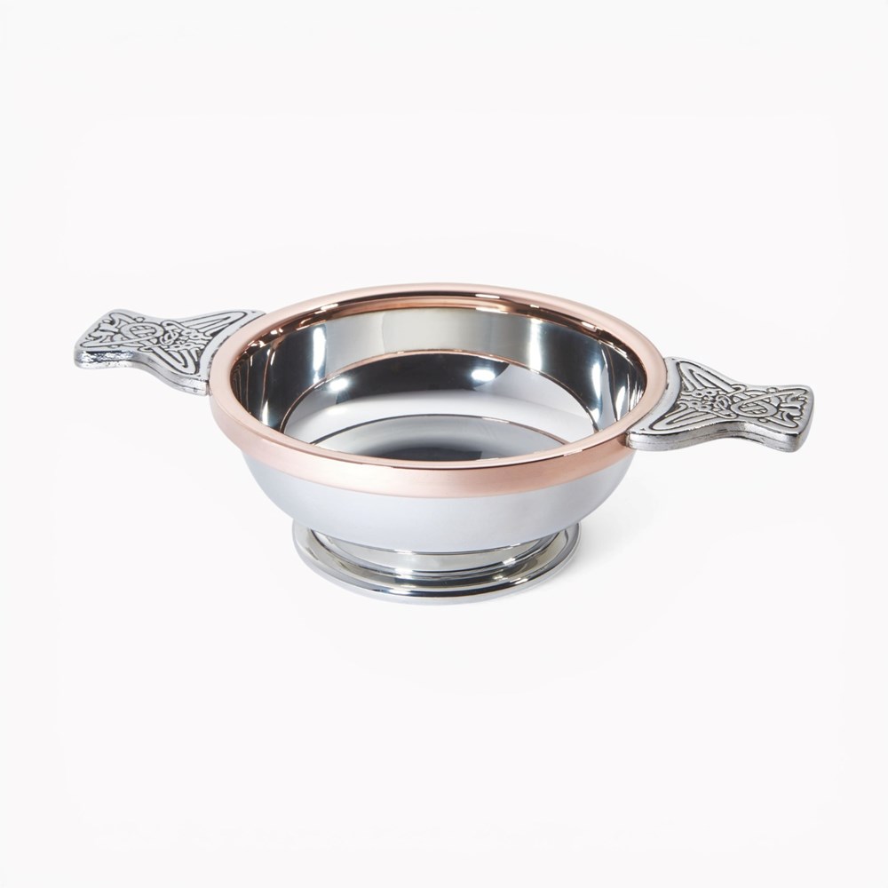 Copper Rim Large Pewter Quaich Copper Rim Large Pewter Quaich