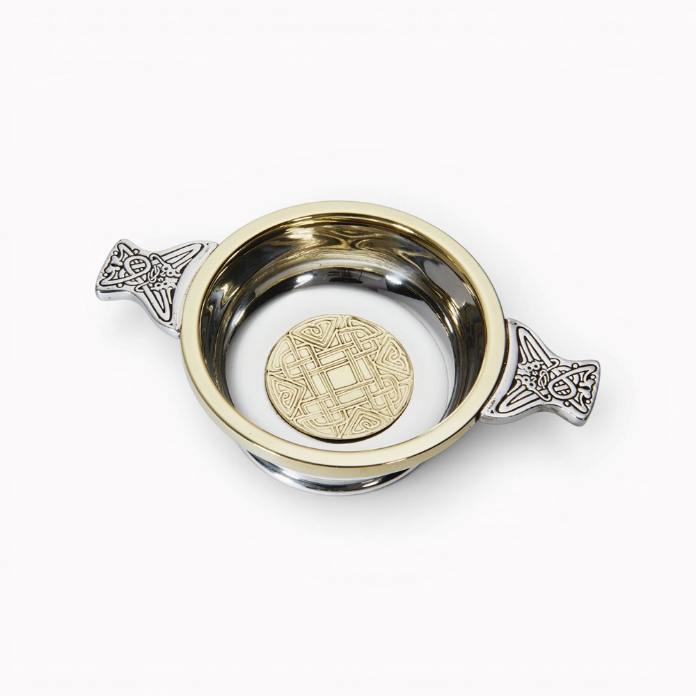 Celtic Gold Brass And Pewter Medium Quaich Celtic Gold Brass And Pewter Medium Quaich