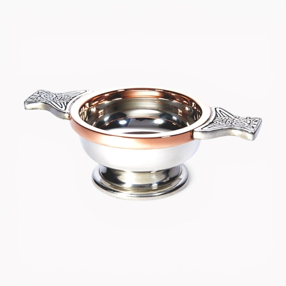 Copper Rim Small Pewter Quaich Copper Rim Small Pewter Quaich