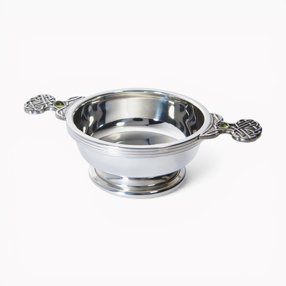 August Birthstone Pewter Quaich With Peridot Stones August Birthstone Pewter Quaich With Peridot Stones