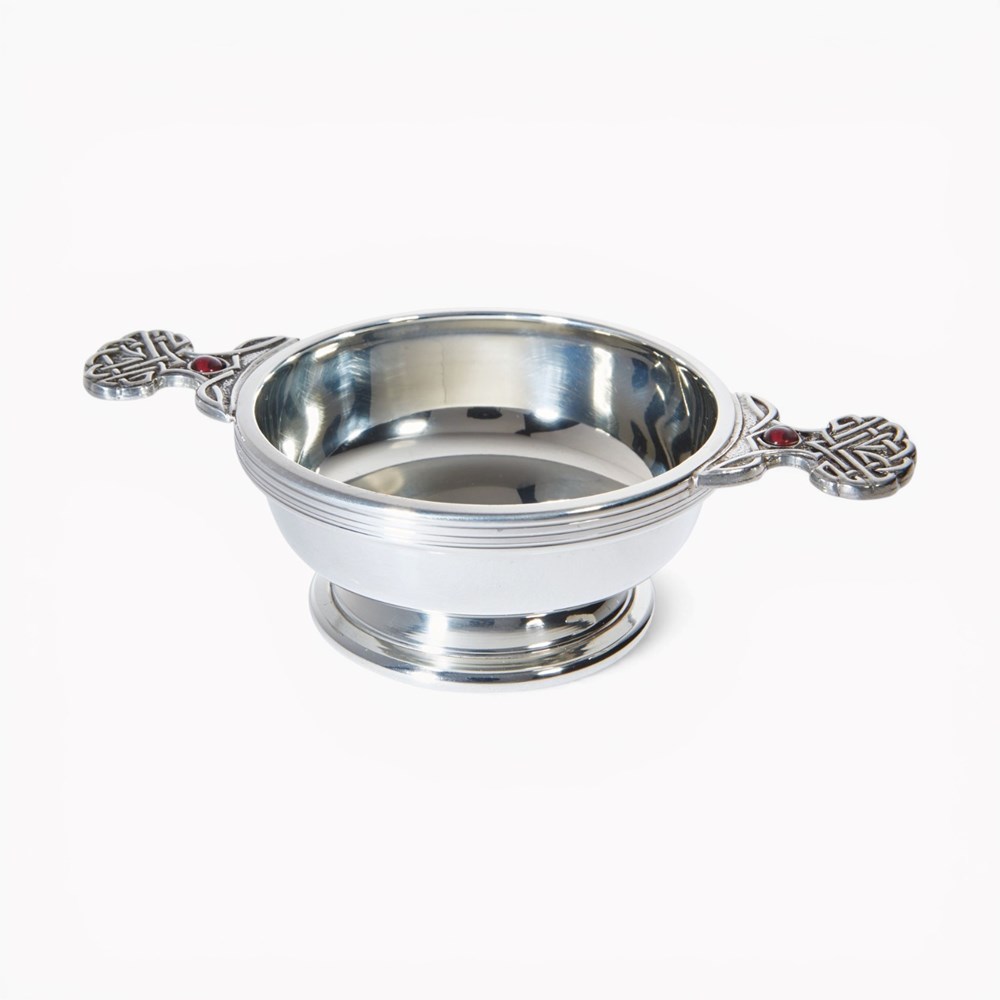 January Birthstone Pewter Quaich With Garnet Stones January Birthstone Pewter Quaich With Garnet Stones