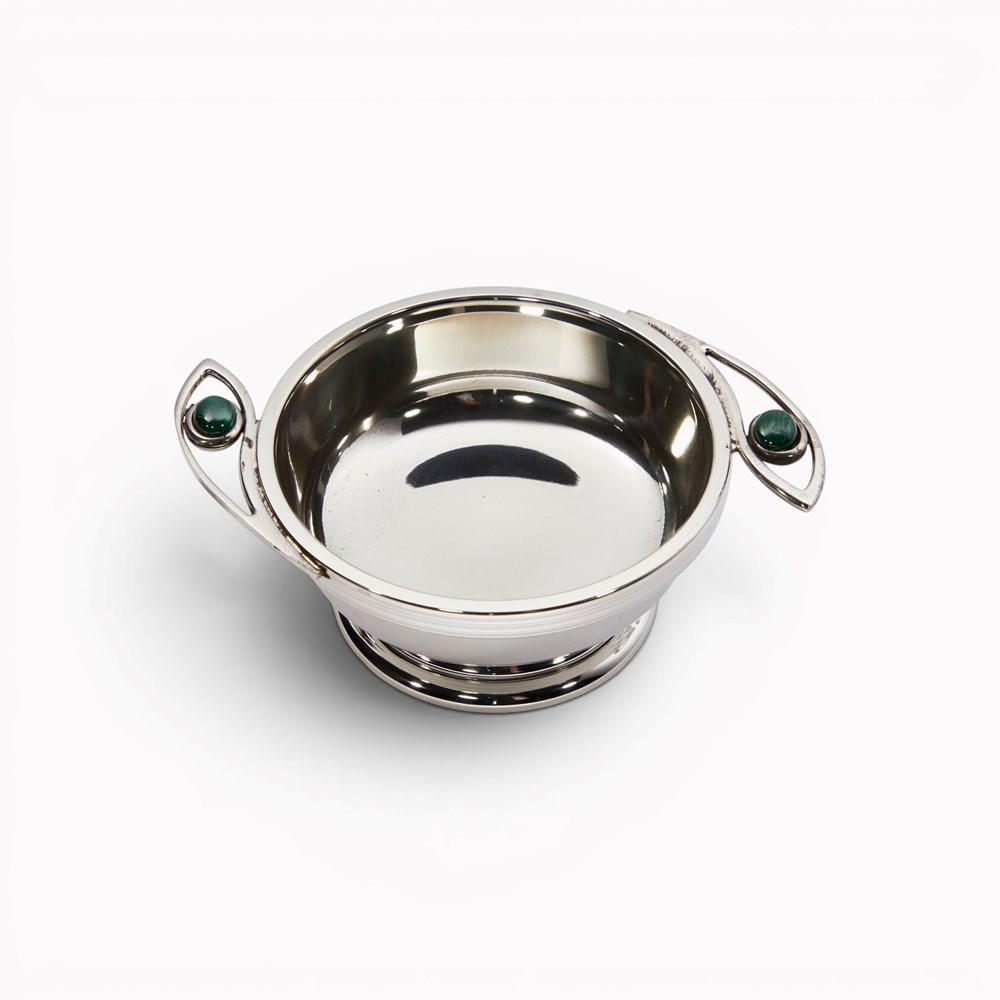 Nevis Pewter Quaich Leaf Gemstone Handles Nevis Pewter Quaich Leaf Gemstone Handles