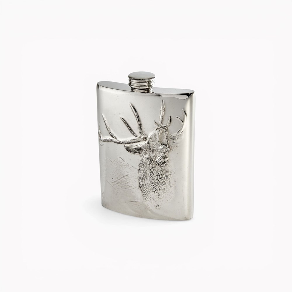 Embossed Roaring Stag 3oz Top Pocket Flask Embossed Roaring Stag 3oz Top Pocket Flask