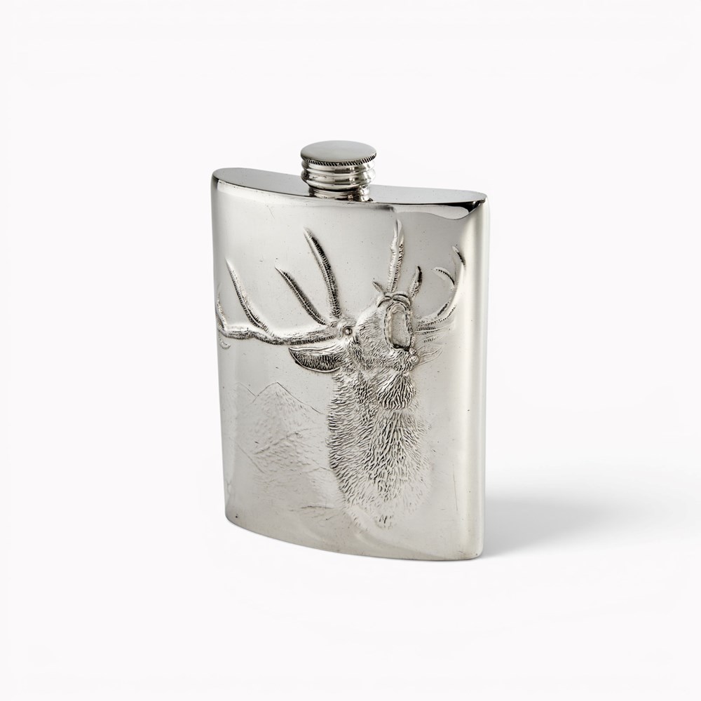 Embossed Roaring Stag 3oz Top Pocket Flask Embossed Roaring Stag 3oz Top Pocket Flask