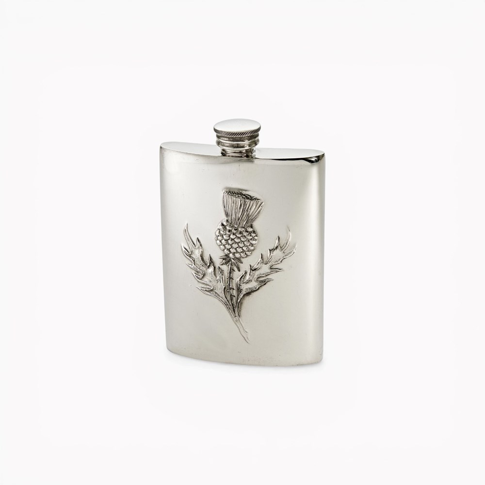 Embossed Thistle 3oz Top Pocket Flask Embossed Thistle 3oz Top Pocket Flask