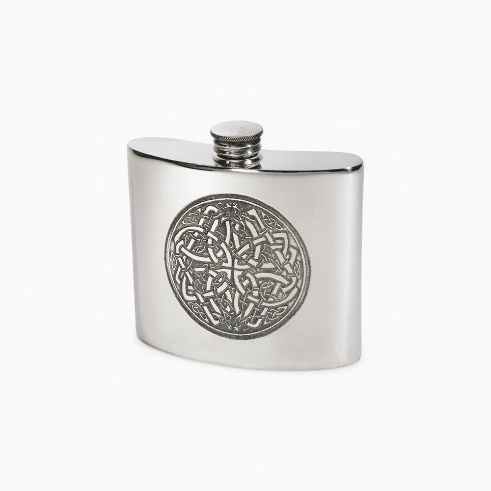 Celtic Circle 6oz Pewter Kidney Hip Flask 6oz Pewter Celtic circle kidney hip flask