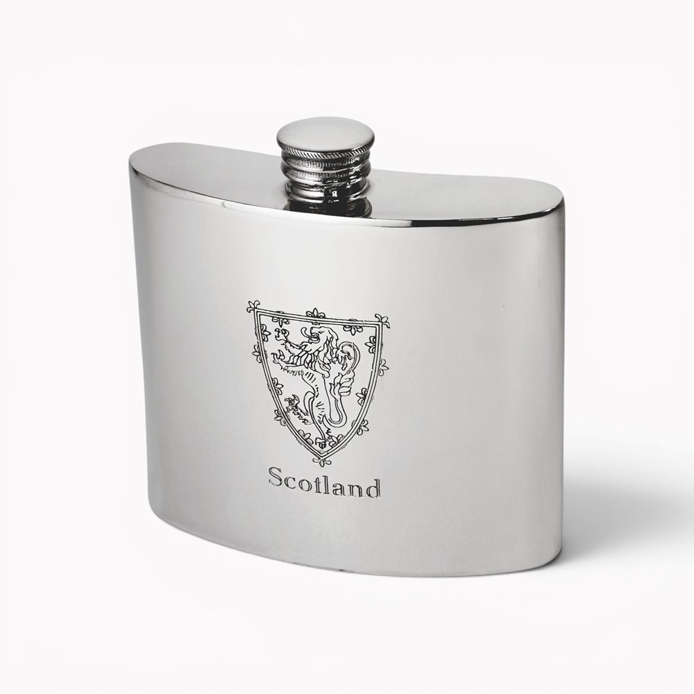 6oz Lion of Scotland pewter kidney hipFlask
