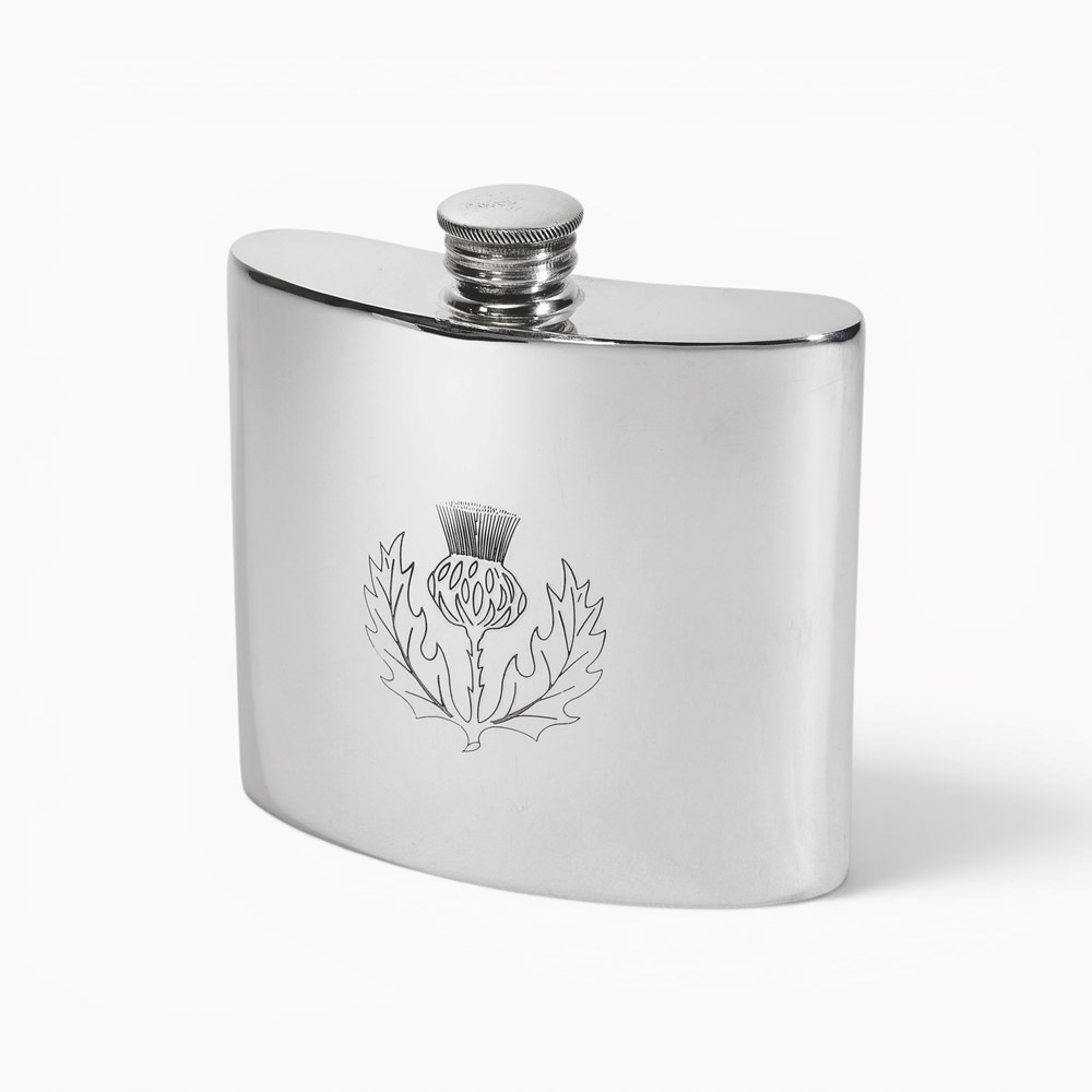 6oz Thistle pewter kidney hip flask