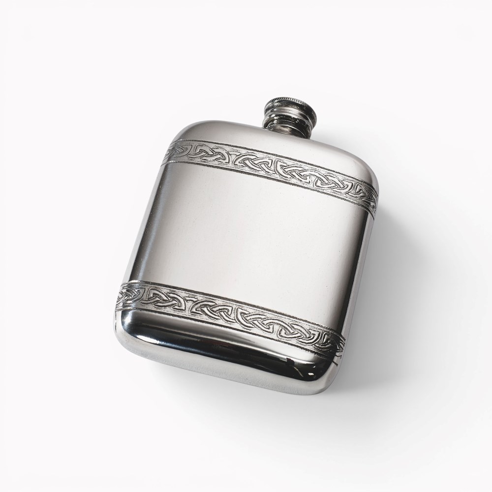 Celtic Bands Pewter 4oz Pocket Flask Celtic Bands pewter pocket flask