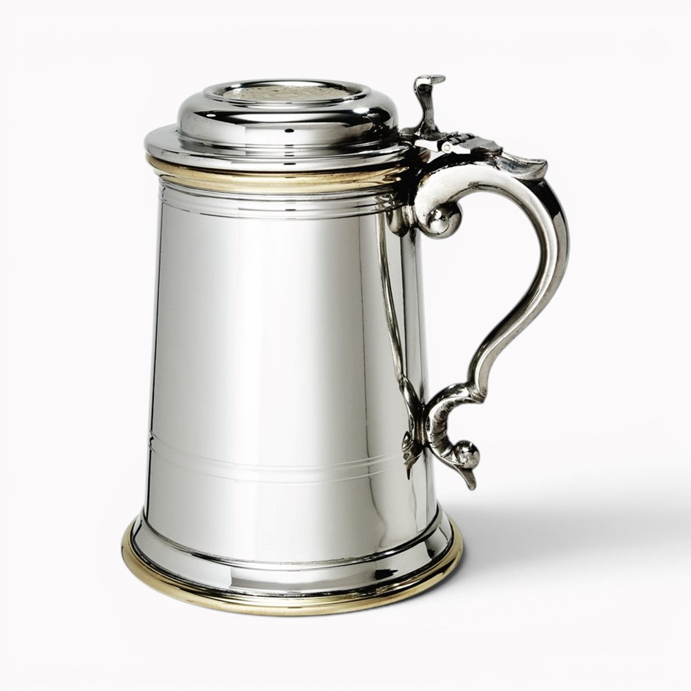 Heavy Lidded Celtic Gold Pewter And Brass Tankard Heavy Lidded Celtic Gold Pewter And Brass Tankard