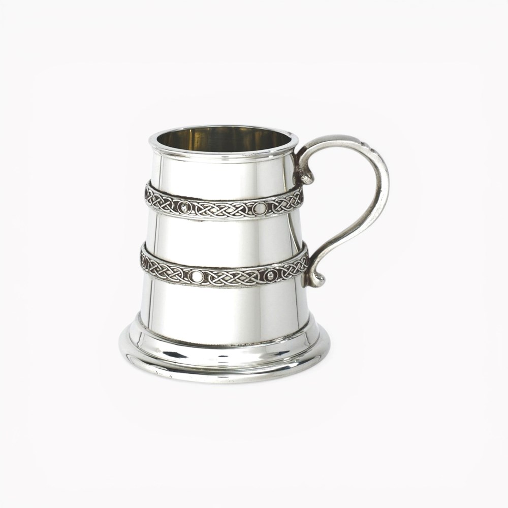 Double Celtic Bands Pewter Baby Mug Double Celtic Bands Pewter Baby Mug