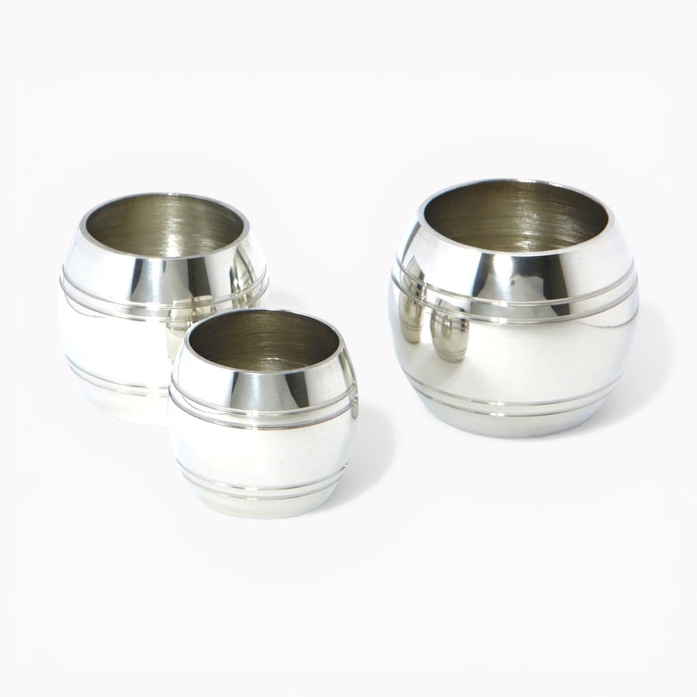 Set Of Three Pewter Barrel Measures Set Of Three Pewter Barrel Measures