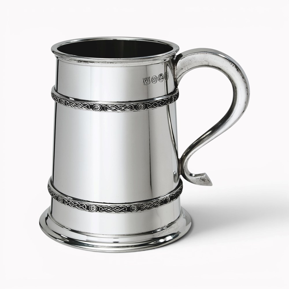 Double Celtic Bands Pewter Tankard Double Celtic Bands Pewter Tankard