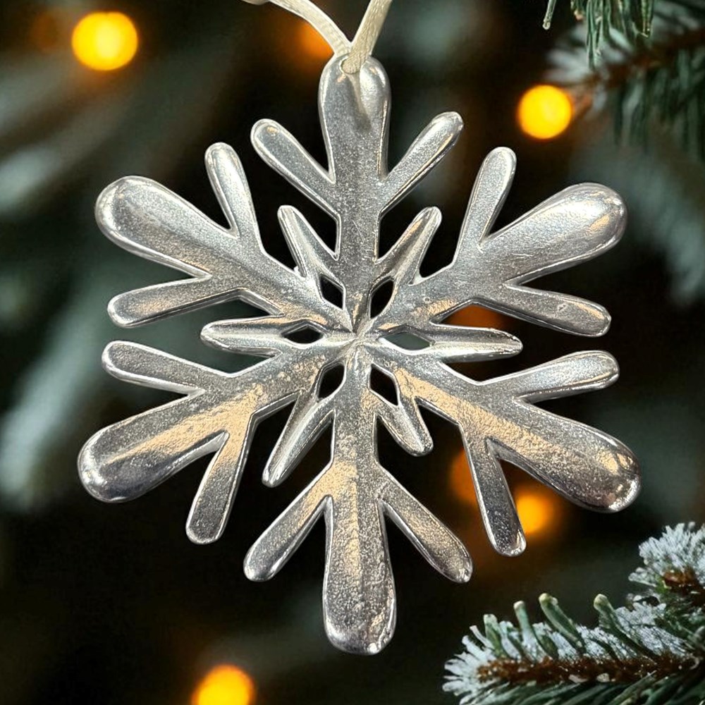 Pewter Snowflake Christmas Tree Decoration Initial A Touchmarked Pewter Keyring