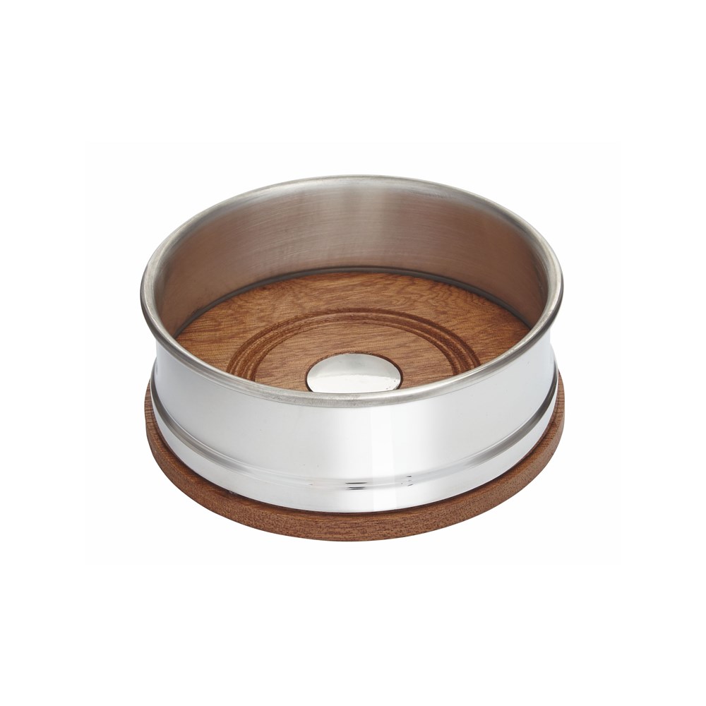 Wood And Pewter Small Bottle Coaster