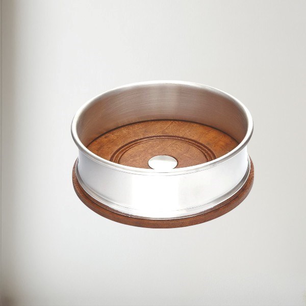 Wood And Pewter Large Bottle Coaster