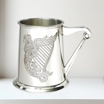 Irish Harp One Pint Pewter Tankard