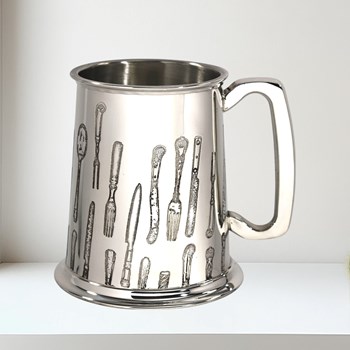 Knife Fork Spoon One Pint Pewter Tankard