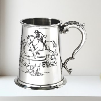 Hunting Scene One Pint Pewter Tankard
