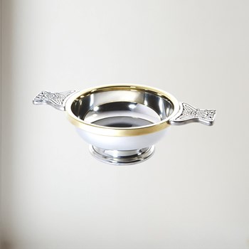 Large Brass Rim Pewter Quaich