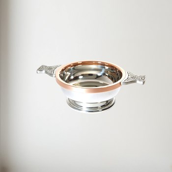 Medium Copper Rim Pewter Quaich