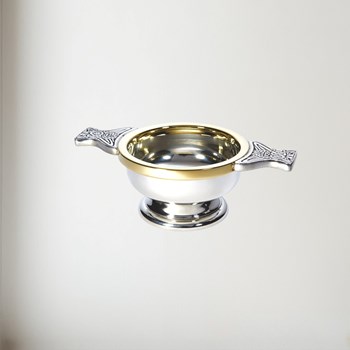 Small Brass Rim Pewter Quaich