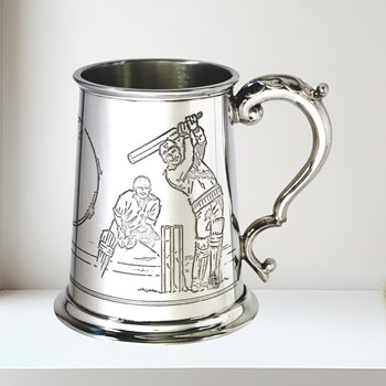 Cricket Scene One Pint Pewter Tankard