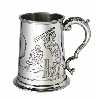 Cricket Scene One Pint Pewter Tankard