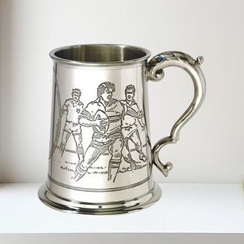 Rugby Scene One Pint Pewter Tankard