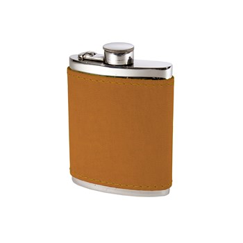 6oz English Tan Leather Captive Top Pewter Flask