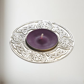 Round Celtic Cast Pewter T-Lite Candle Holder