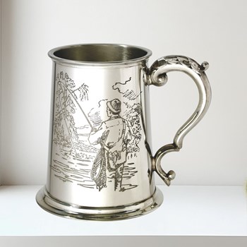 Fishing Scene One Pint Pewter Tankard